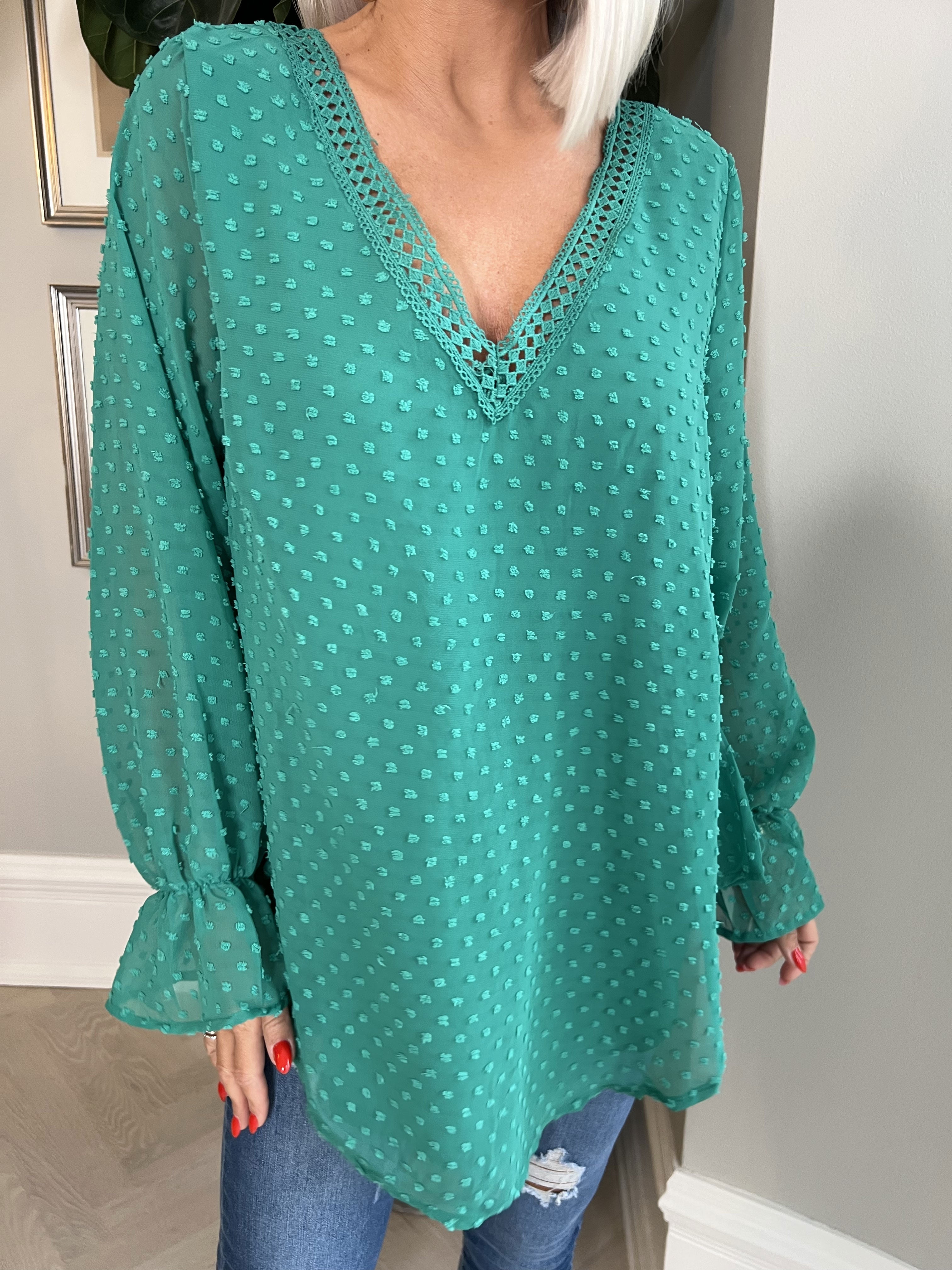 Vittoria - Söt tunika med broderier och prickigt tyg - Purple